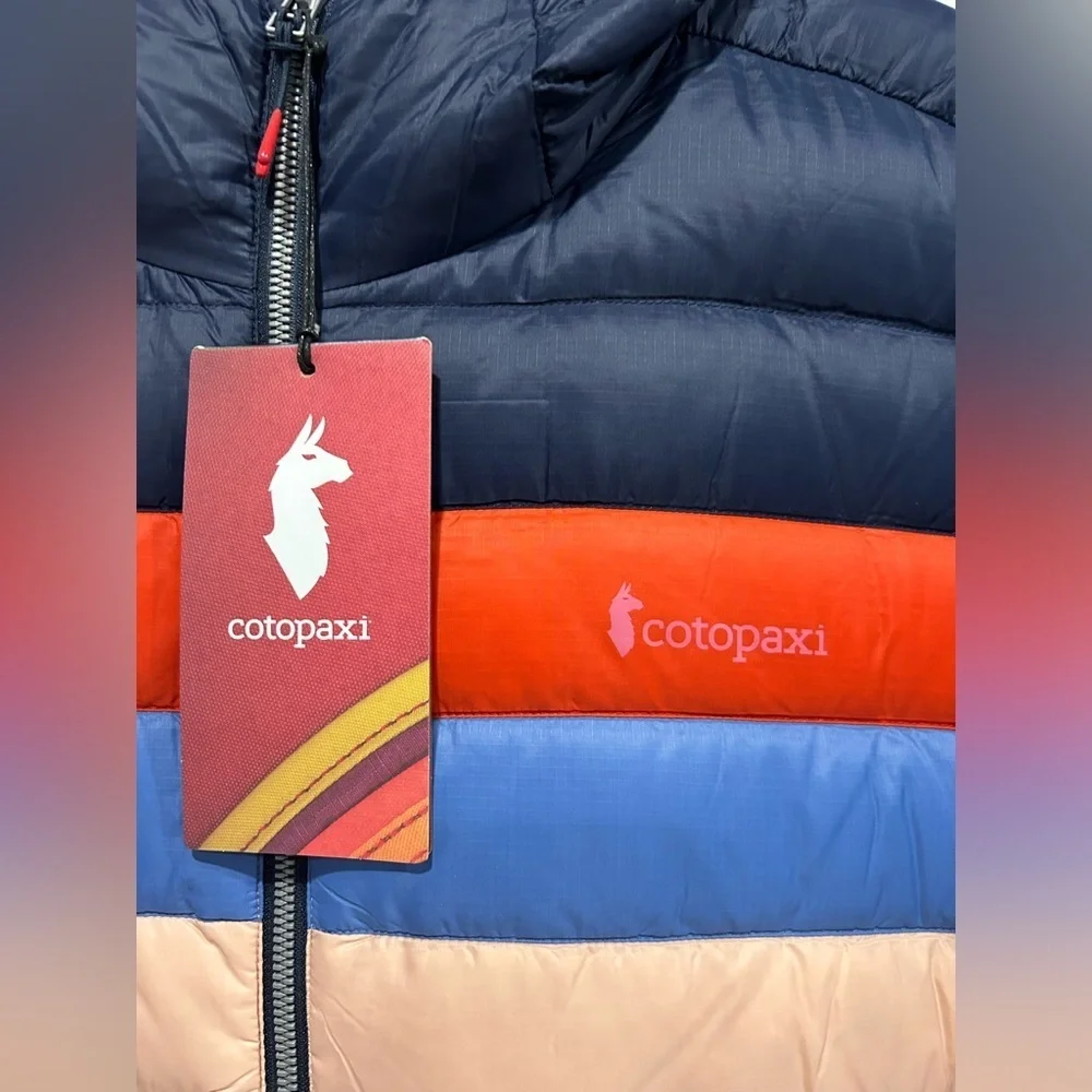Cotopaxi Women's XL Fuego Hooded Down Jacket Ink Rosewood Pink Blue NWT - Picture 6 of 12